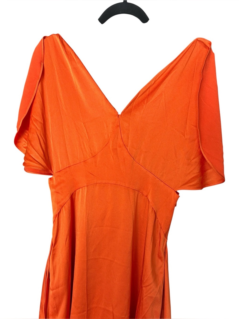 Stella McCartney Runway Pauline Dress Orange Midi with Draped Sleeves Size 40 - Picture 3 of 11